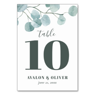 Silver Dollar Eucalyptus Wedding Table Number