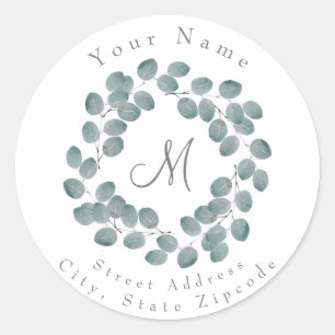 'Silver Dollar Eucalyptus Wreath' Address Label