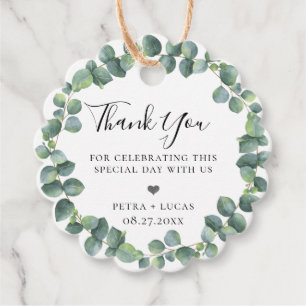 Silver Dollar Eucalyptus Wreath Favour Tags