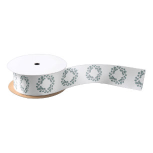Silver Dollar Eucalyptus Wreath Pattern Satin Ribbon