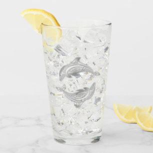 Silver Dolphins Coastal  Glass