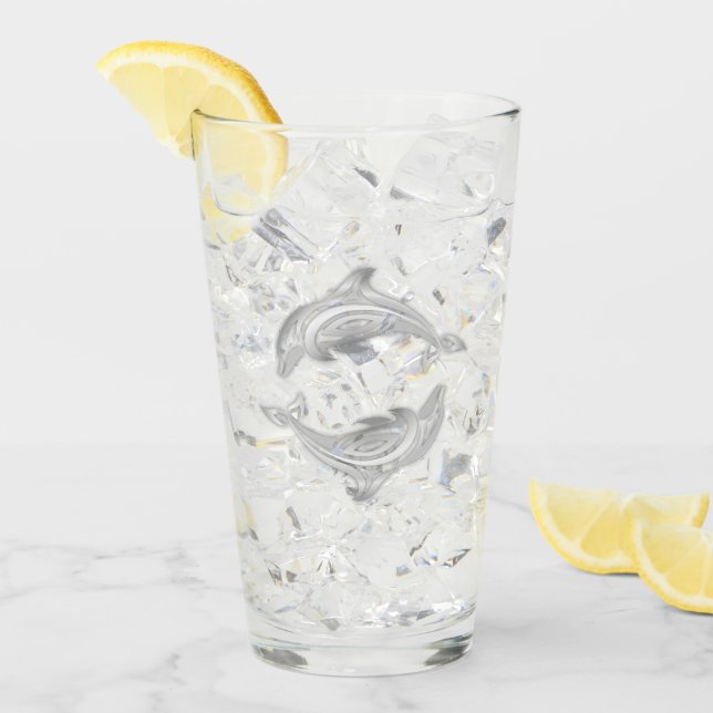 Silver Dolphins Coastal  Glass (Front Ice)