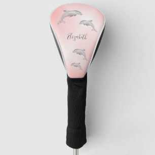 Silver Dolphins Girly Add Name  Golf Head Cover