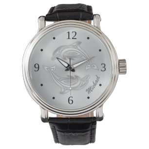 Silver Dolphins Monogram Watch