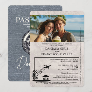 Silver Dominican Republic Passport Wedding Invitation