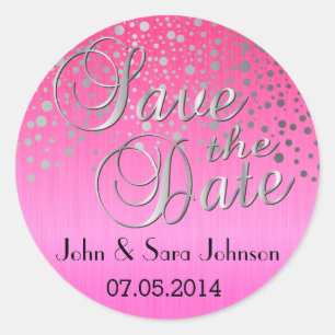 Silver Dots & Pink   Personalize Classic Round Sticker
