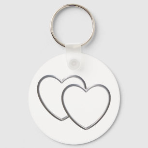 Silver Double Hearts Keychain