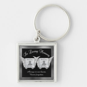 Silver Double Memorial Add Photos Keepsake Keychain