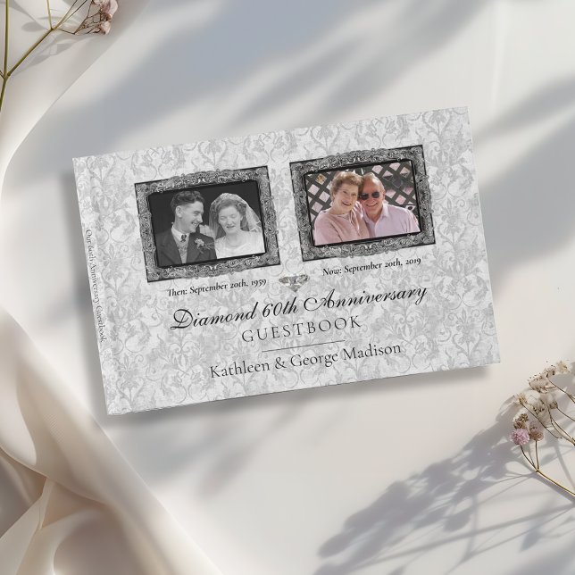 Silver Double Photo Diamond Anniversary Guest Book (Creator Uploaded)