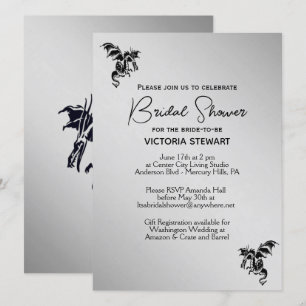 Silver Dragon Fantasy Bridal Shower Invitation