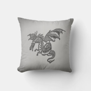 Silver Dragon Outdoor Pillow