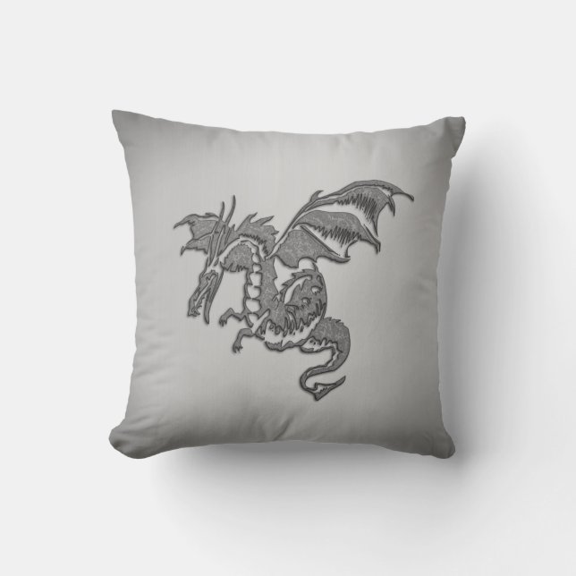 Silver Dragon Outdoor Pillow (Front)