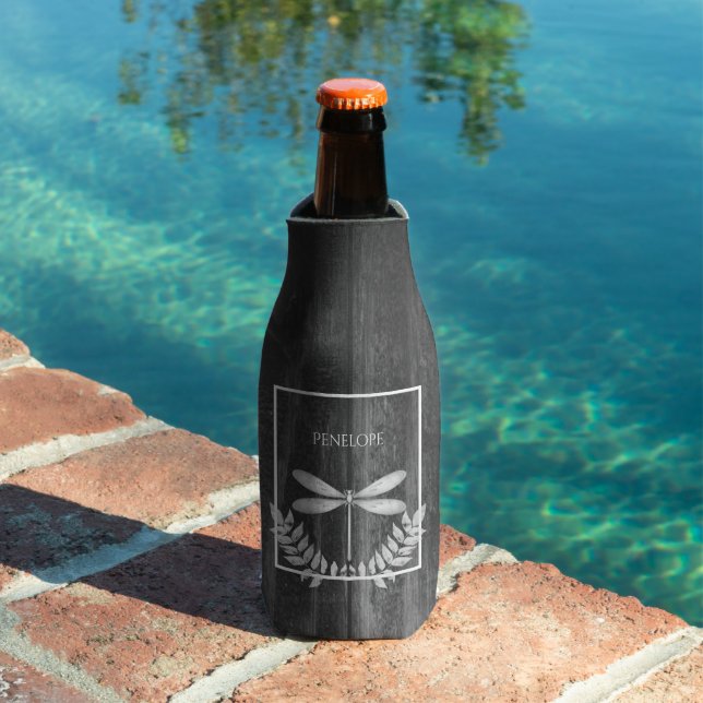 Silver Dragonfly Rustic Personalized Bottle Cooler (In Situ Pool)