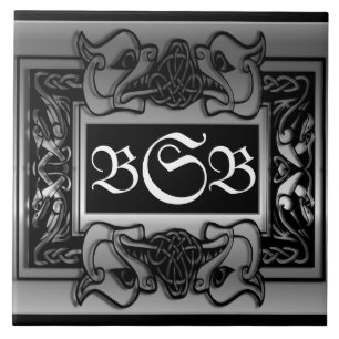 "Silver Dragons Respire" 3 Carreaux Monogrammes in