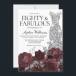 Silver Dress Burgundy Roses 80th Birthday Party Invitation<br><div class="desc">Silver Dress Burgundy Roses 80th Birthday Party Invitation

See matching collection in Niche and Nest Store

Many thanks</div>