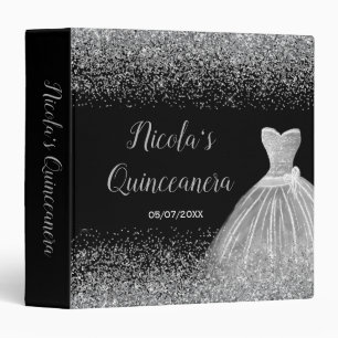 Silver Dress Faux Glitter Quinceanera Album Binder