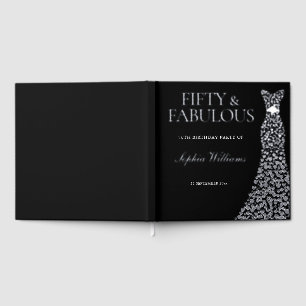 Silver Dress Fifty & Fabulous 50th Birthday Party Guest Book