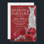 Silver Dress Gown Red Floral 70th Birthday Party Invitation<br><div class="desc">Silver Dress Gown Red Floral 70th Birthday Party Invitation

See matching collection in Niche and Nest Store

Many thanks</div>