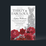 Silver Dress Gown Red Roses 30th Birthday Party Invitation<br><div class="desc">Silver Dress Gown Red Roses 30th Birthday Party  Invitation

See matching collection in Niche and Nest Store

Many thanks</div>