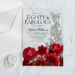 Silver Dress Gown Red Roses 80th Birthday Party Acrylic Invitations<br><div class="desc">Silver Dress Gown Red Roses 80th Birthday Party Acrylic Invitation

See matching collection in Niche and Nest Store

Many thanks</div>