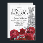 Silver Dress Gown Red Roses 90th Birthday Party Invitation<br><div class="desc">Silver Dress Gown Red Roses 90th Birthday Party Invitation

See matching collection in Niche and Nest Store

Many thanks</div>