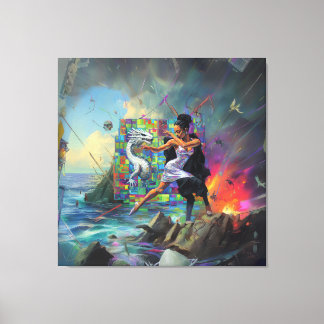 Silver Dress Priestess Occult Dark Witchy AI Art Canvas Print