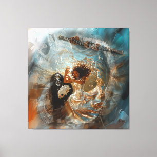 Silver Dress Priestess Occult Dark Witchy AI Art Canvas Print