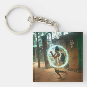 Silver Dress Priestess Occult Dark Witchy AI Art Keychain