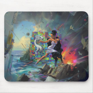 Silver Dress Priestess Occult Dark Witchy AI Art Mouse Pad