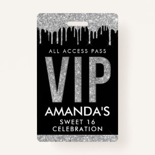 Silver Drip Customizable VIP All Access Badge