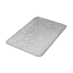 Silver Dripping Glitter Bath Mat