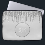 Silver Dripping Glitter Girly Monogrammed Laptop Sleeve<br><div class="desc">Girly Silver Faux Dripping Glitter and Sparkle Elegant Monogram Laptop Computer Case. This monogrammed case can be customized to include your initial and first name.</div>