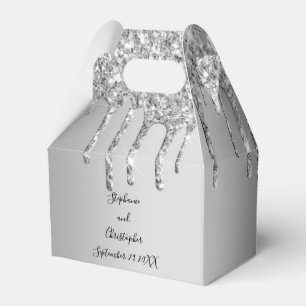Silver Dripping glitter Glitter Drips Wedding Favor Box
