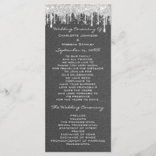  Silver Drips Event Wedding Program Formal Grey