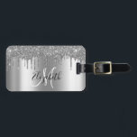 SIlver Drips Glitter Metal Monogram Luggage Tag<br><div class="desc">This design may be personalized in the area provided by changing the photo and/or text. Or it can be customized by clicking Personalize this Template and then choosing the click to customize further option and delete or change the colour of the background, add text, change the text colour or style,...</div>