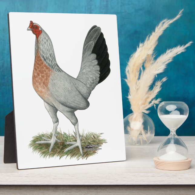 Silver Duckwing Game Hen Plaque (Side)