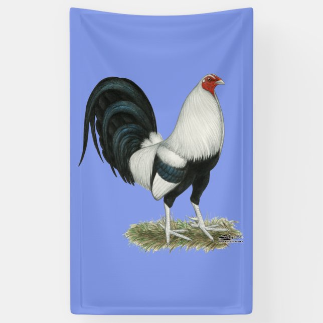 Silver Duckwing Gamecock Banner (Vertical)