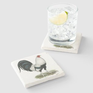 Silver Duckwing Gamecock Stone Coaster