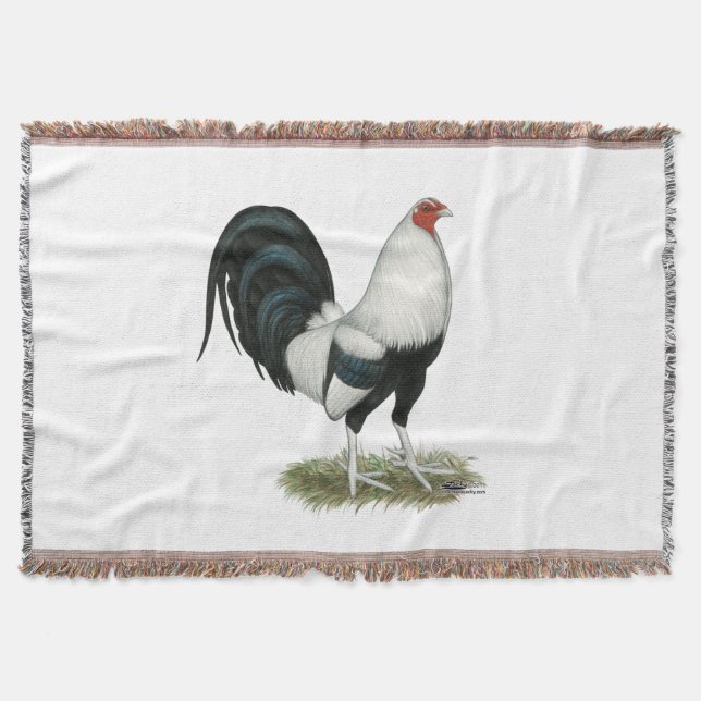 Silver Duckwing Gamecock Throw Blanket (Front)