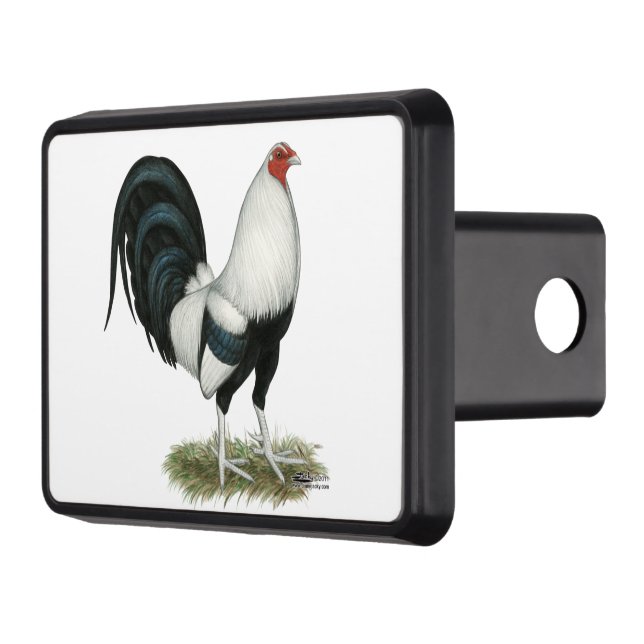 Silver Duckwing Gamecock Trailer Hitch Cover (Left)