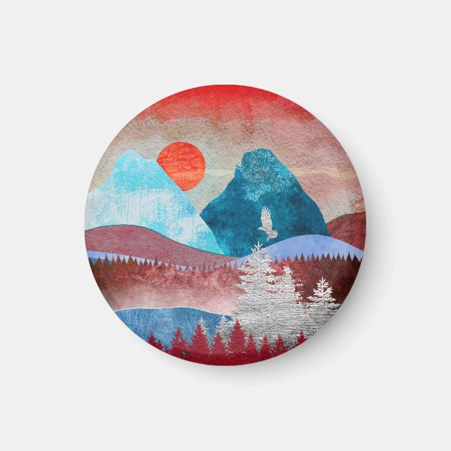 Silver Eagle Landscape Magnet (Front)