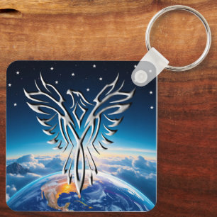Silver Eagle Sunrise Keychain