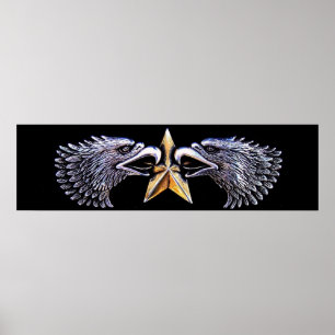 Silver Eagles with Gold Star Poster