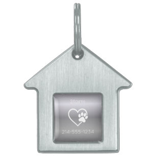 Silver Eat Play Love Custom Dog Name ID Tag