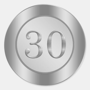 Silver effect 30th Wedding Anniversary Sticker