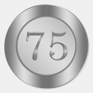 Silver effect 75th Wedding Anniversary Sticker