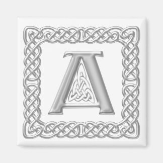 Silver Effect Celtic Knot Monogram Letter A Magnet