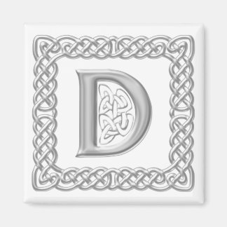Silver Effect Celtic Knot Monogram Letter D Magnet
