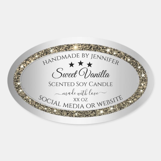 Silver Effect Gold Glitter Product Packaging Label (Front)