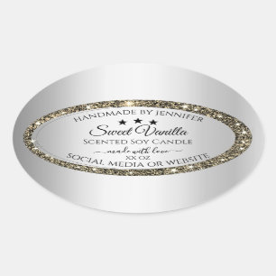 Silver Effect Gold Glitter Product Packaging Label